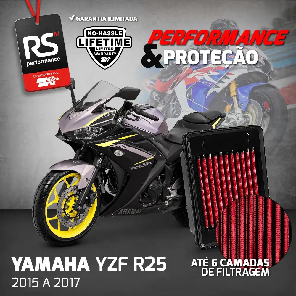 Filtro De Ar Esportivo K&n Yamaha Yzf R3 / Yzf R25 / Mt-03