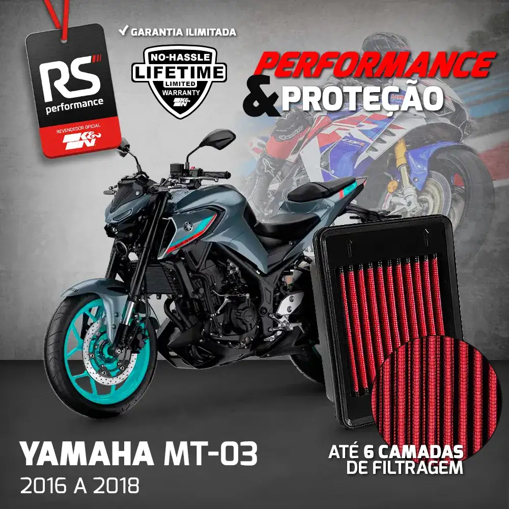 Filtro De Ar Esportivo K&n Yamaha Yzf R3 / Yzf R25 / Mt-03