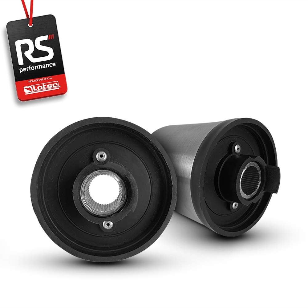Volante Clássico Lotse Boxer Inox em Couro + Cubo de Alumínio