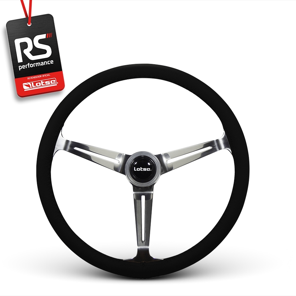Volante Clássico Lotse Boxer Inox em Couro + Cubo de Alumínio