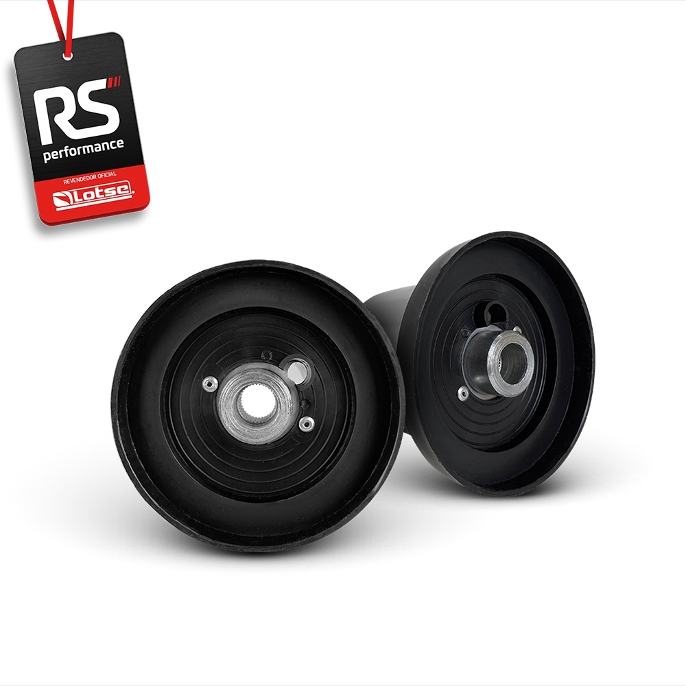 Volante Clássico Lotse Boxer Inox em Couro + Cubo de Alumínio
