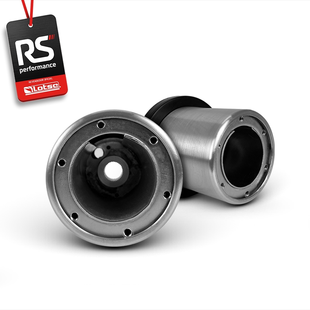 Volante Clássico Lotse Boxer Inox em Couro + Cubo de Alumínio