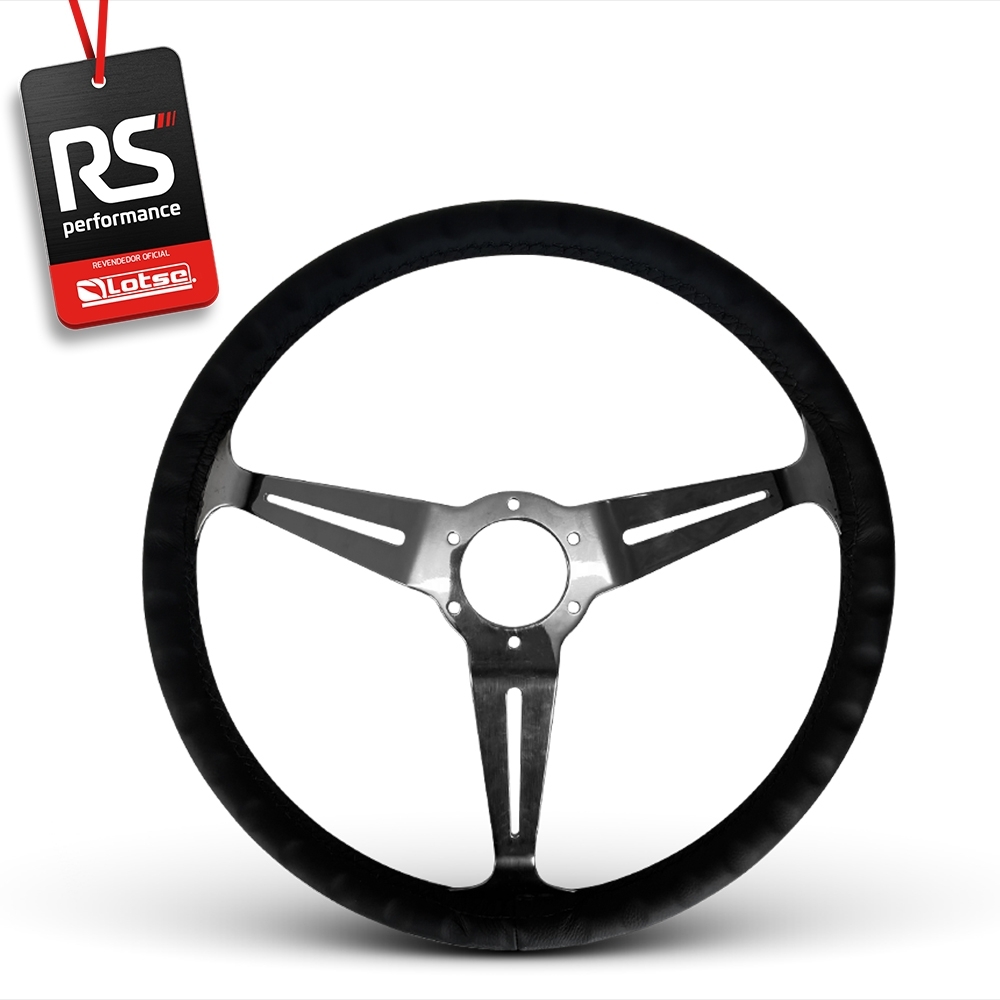 Volante Clássico Lotse Boxer Inox em Couro + Cubo de Alumínio
