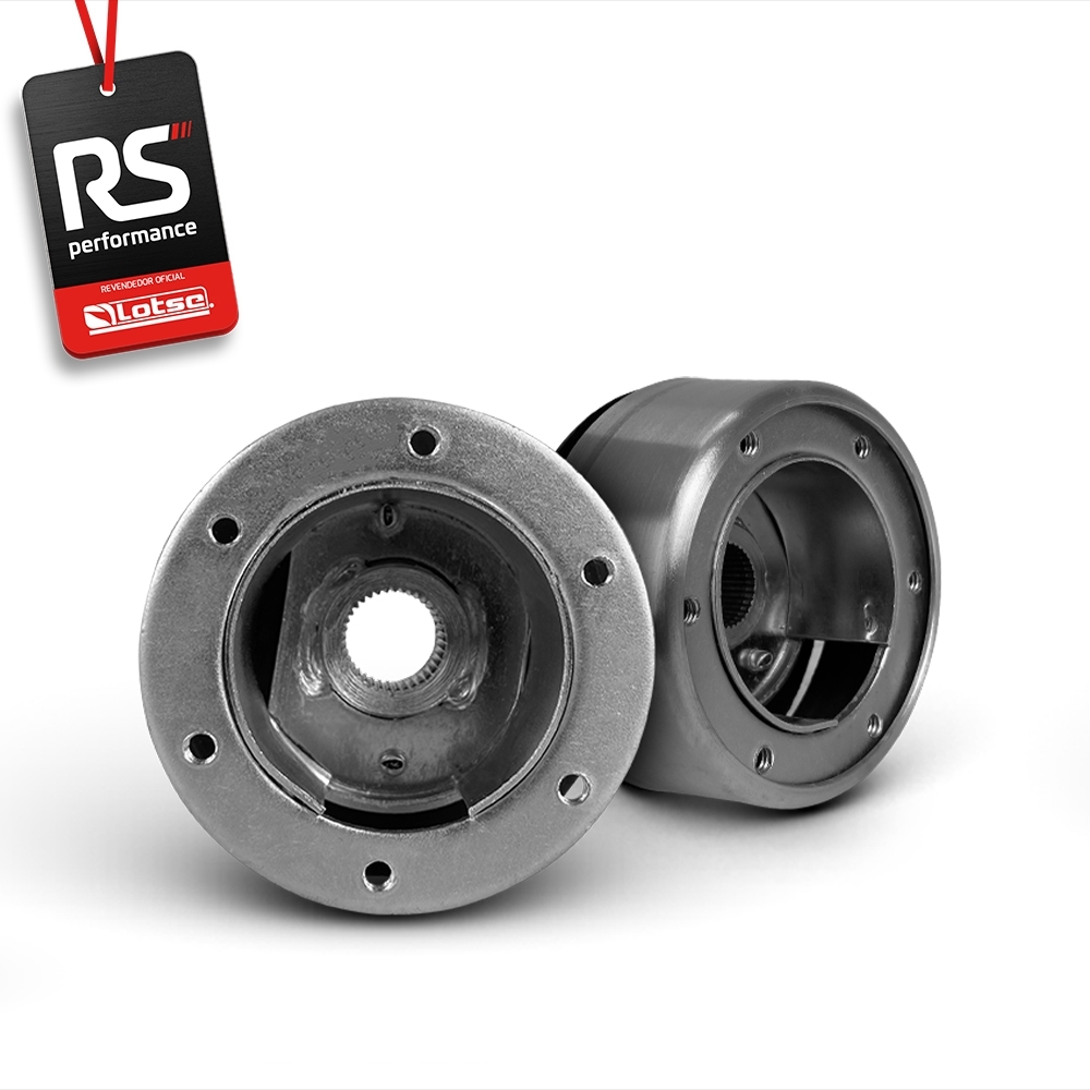 Volante Clássico Lotse Boxer Inox em Couro + Cubo de Alumínio