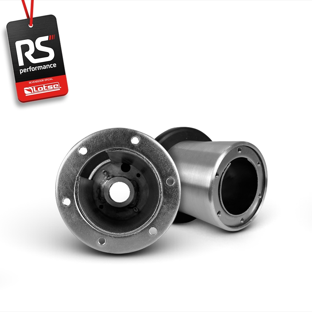 Volante Clássico Lotse Boxer Inox em Couro + Cubo de Alumínio