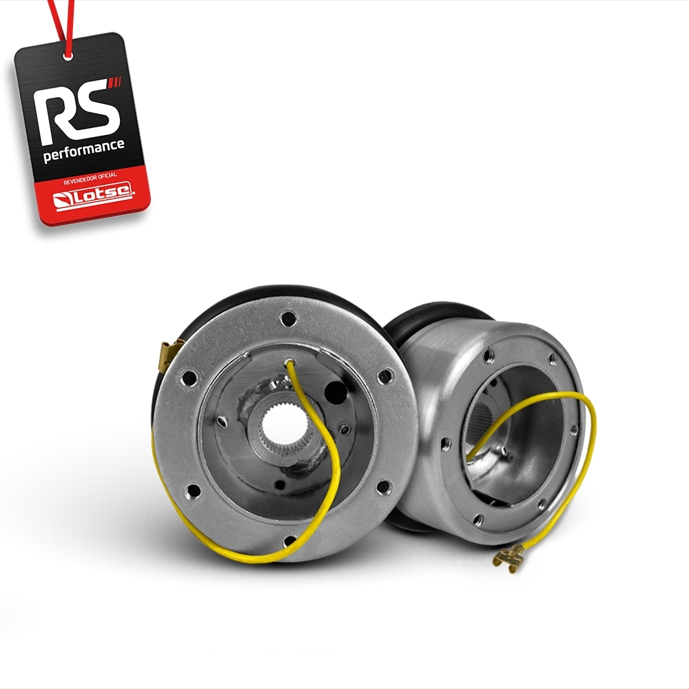 Volante Clássico Lotse Boxer Inox em Couro + Cubo de Alumínio