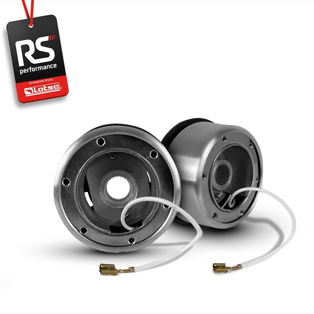 Volante Clássico Lotse Boxer Inox em Couro + Cubo de Alumínio