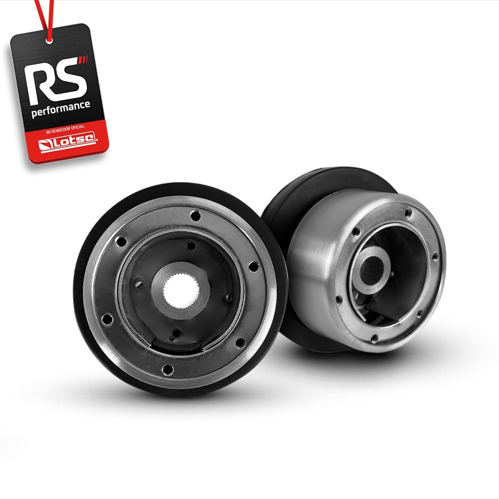 Volante Clássico Lotse Boxer Inox em Couro + Cubo de Alumínio
