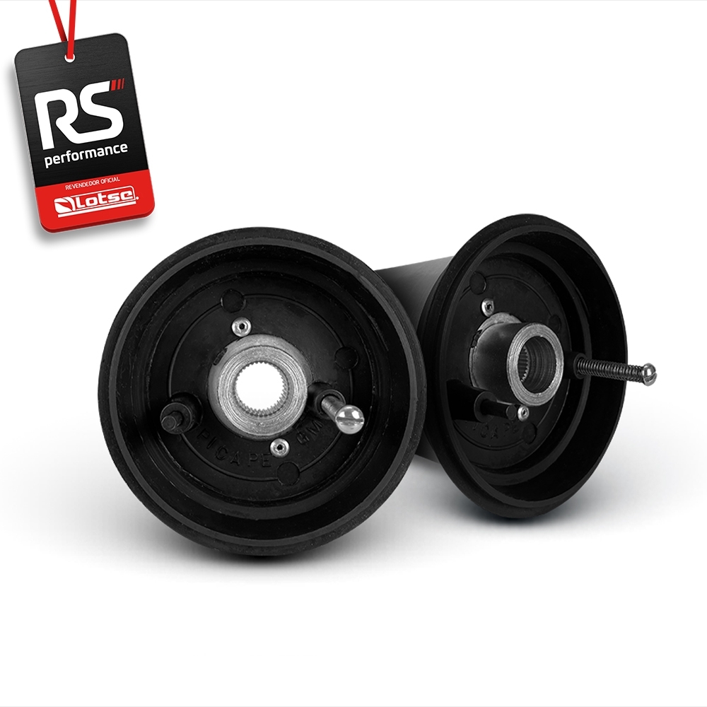 Volante Clássico Lotse Boxer Inox em Couro + Cubo de Alumínio