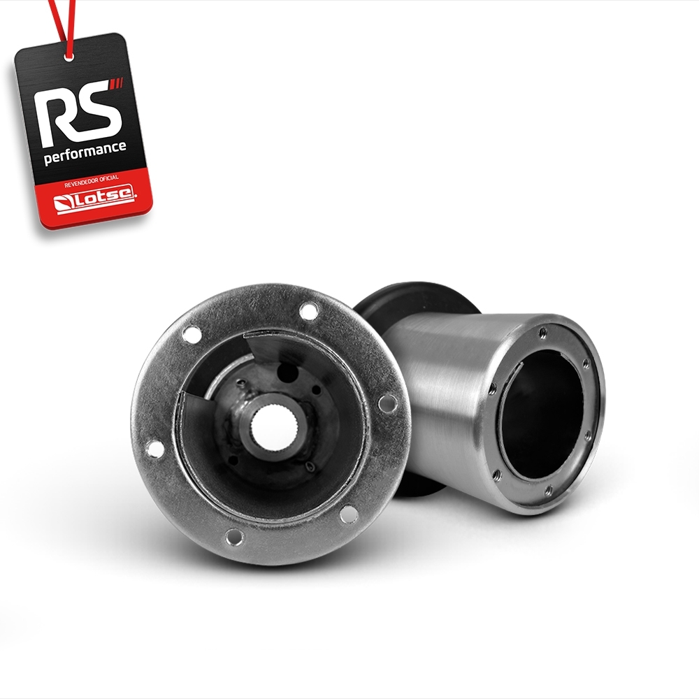 Volante Clássico Lotse Boxer Inox em Couro + Cubo de Alumínio