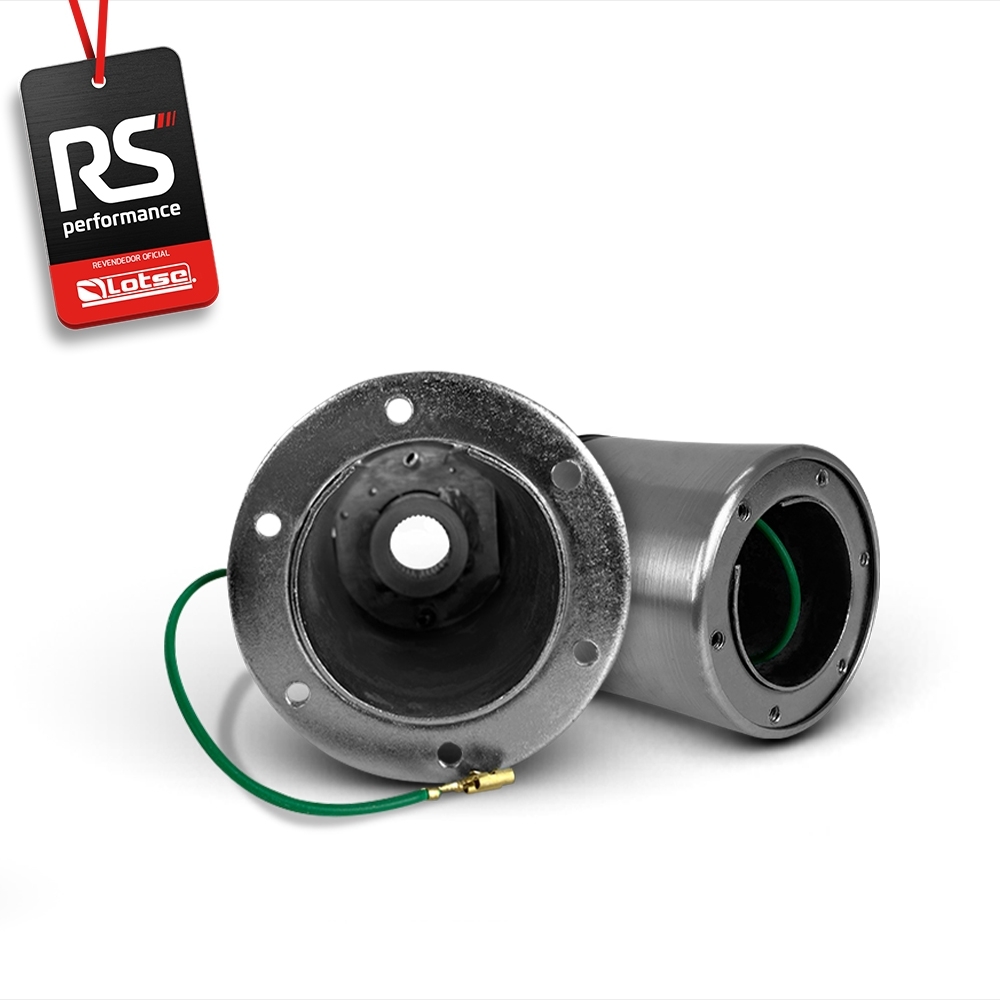 Volante Clássico Lotse Boxer Inox em Couro + Cubo de Alumínio