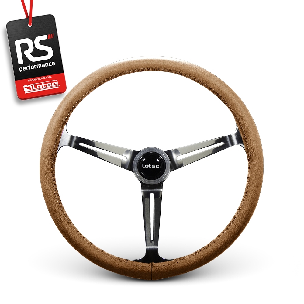 Volante Clássico Lotse Boxer Inox em Couro + Cubo de Alumínio