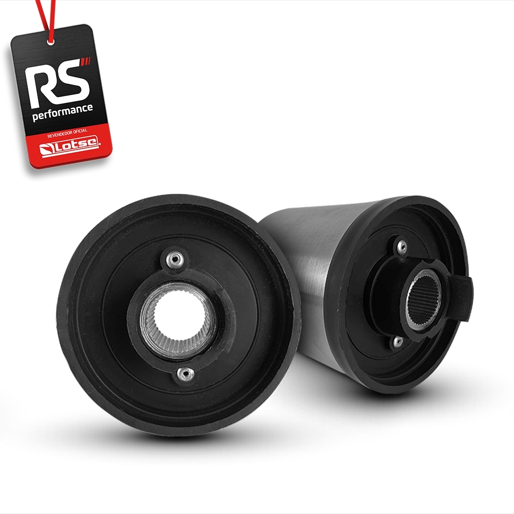 Volante Clássico Lotse Boxer Inox em Couro + Cubo de Alumínio
