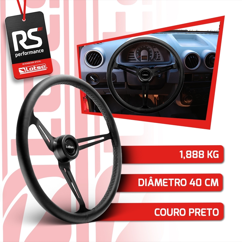 Volante Clássico Lotse Boxer Inox em Couro + Cubo de Alumínio