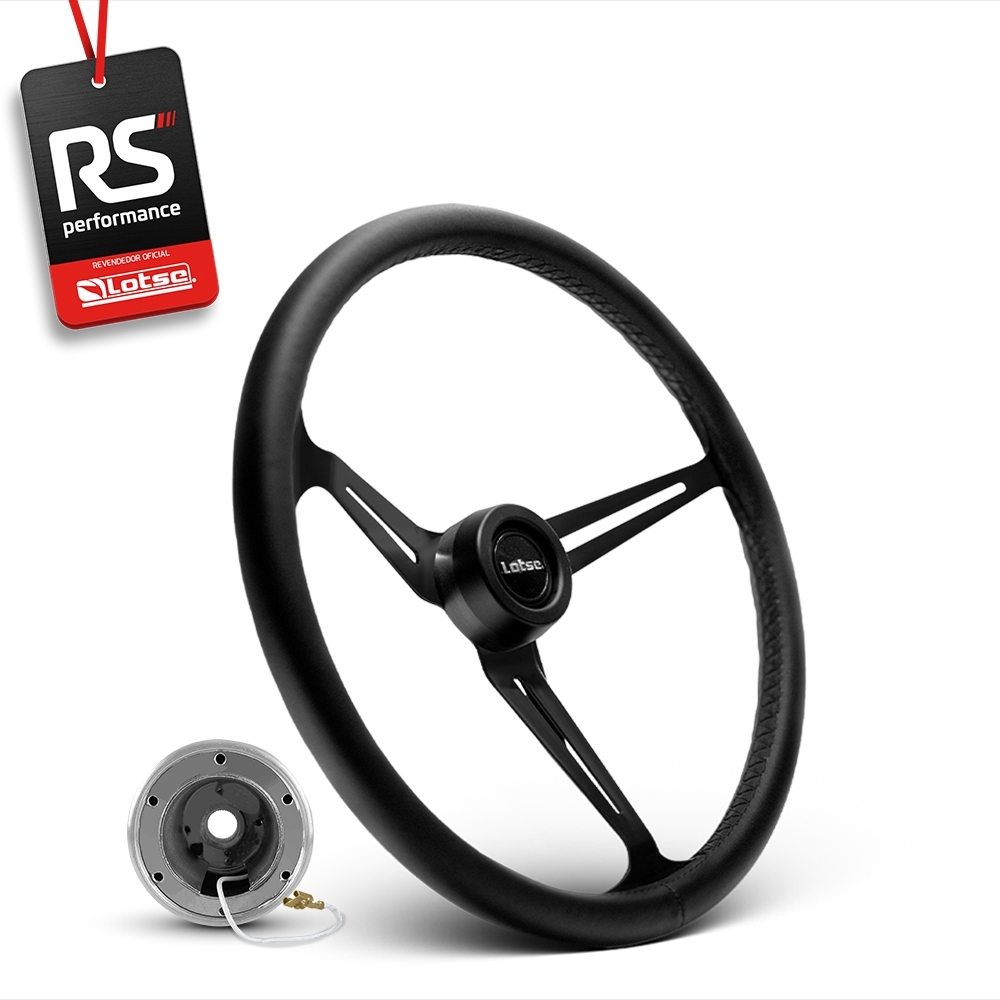 Volante Clássico Lotse Boxer Inox em Couro + Cubo de Alumínio
