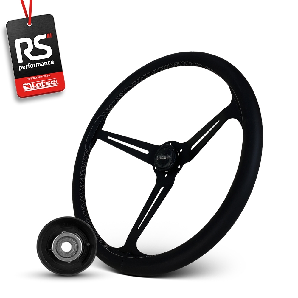 Volante Clássico Lotse Boxer Inox em Couro + Cubo de Alumínio