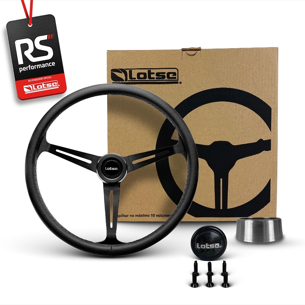 Volante Clássico Lotse Boxer Inox em Couro + Cubo de Alumínio