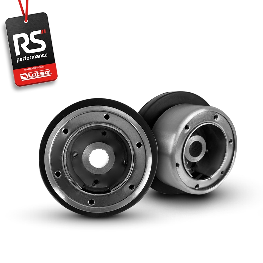 Volante Clássico Lotse Boxer Inox em Couro + Cubo de Alumínio