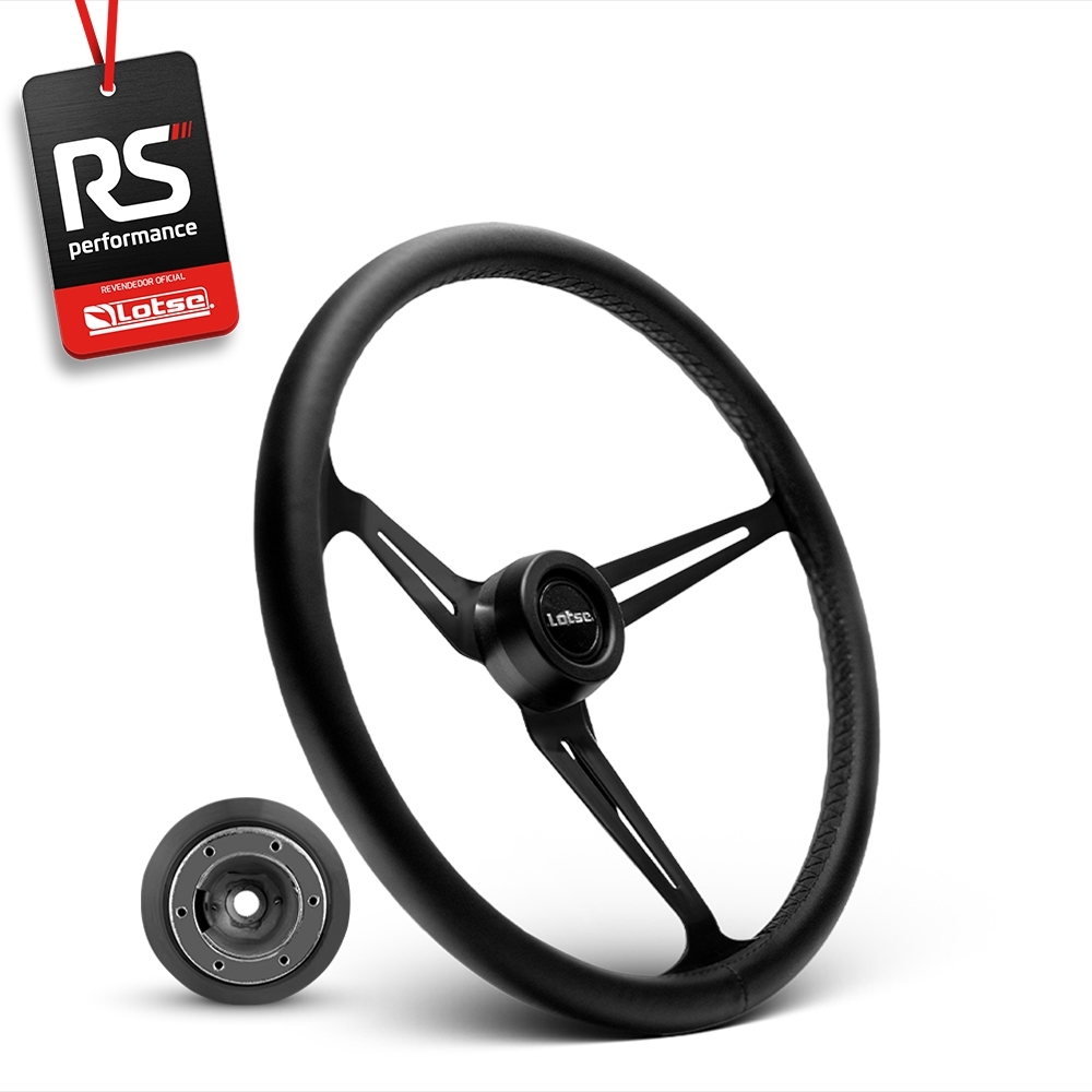 Volante Clássico Lotse Boxer Inox em Couro + Cubo de Alumínio