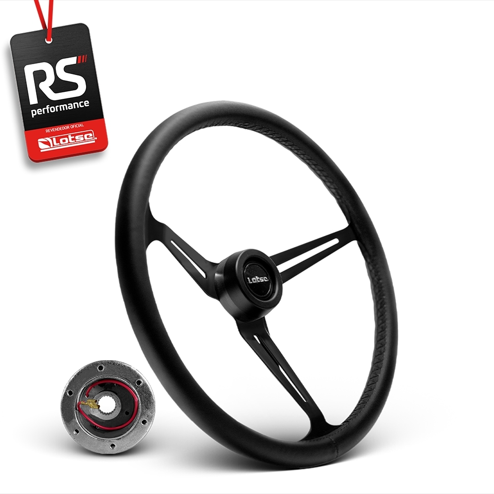 Volante Clássico Lotse Boxer Inox em Couro + Cubo de Alumínio