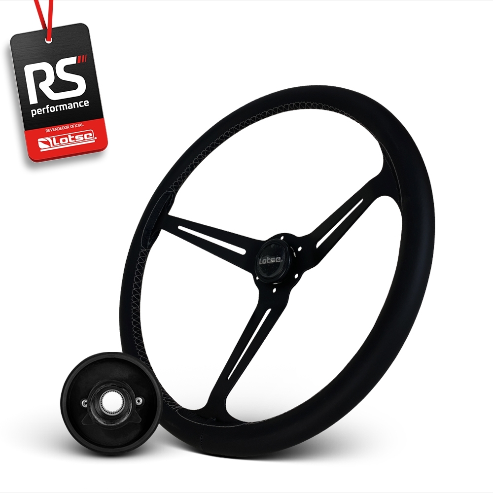 Volante Clássico Lotse Boxer Inox em Couro + Cubo de Alumínio