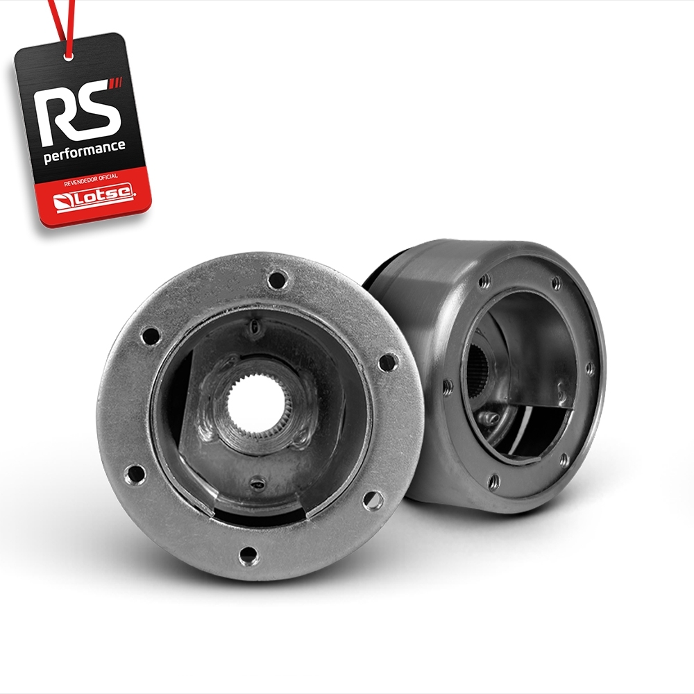 Volante Clássico Lotse Boxer Inox em Couro + Cubo de Alumínio