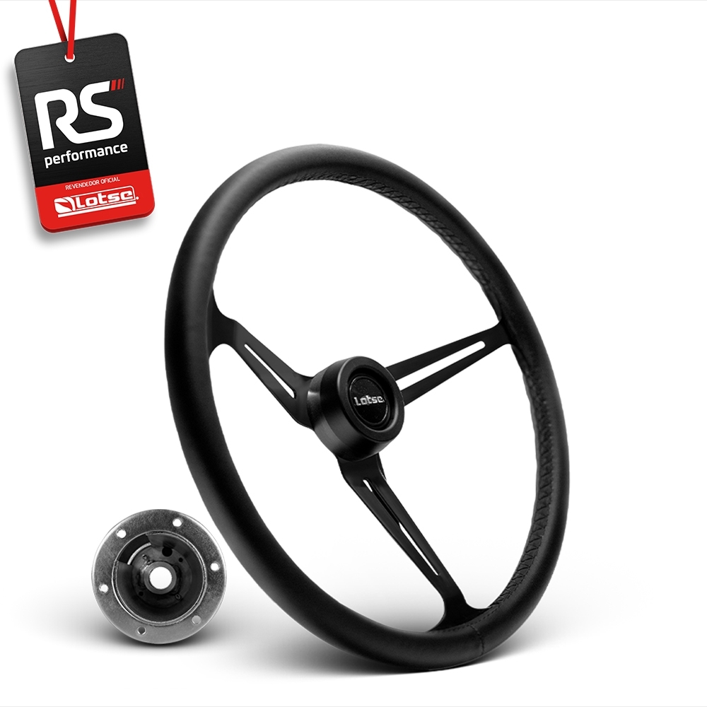 Volante Clássico Lotse Boxer Inox em Couro + Cubo de Alumínio