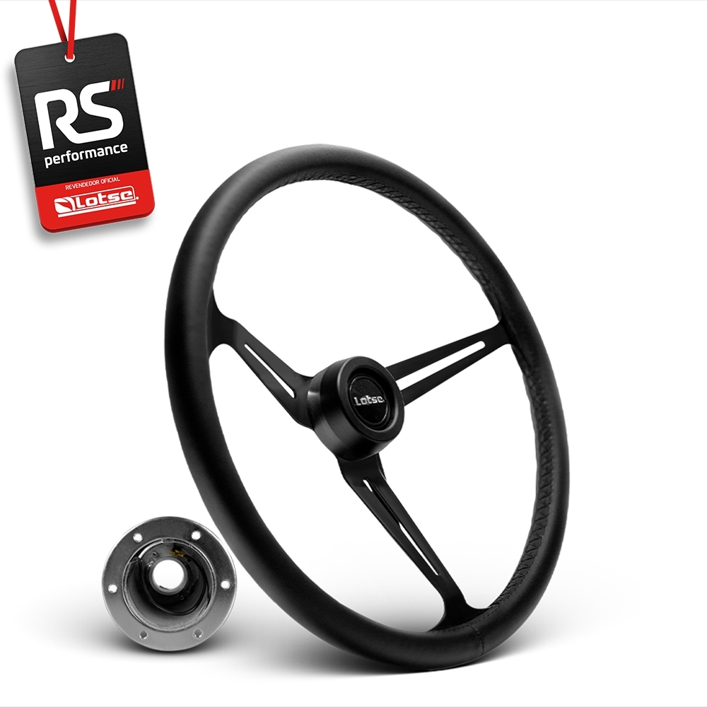 Volante Clássico Lotse Boxer Inox em Couro + Cubo de Alumínio