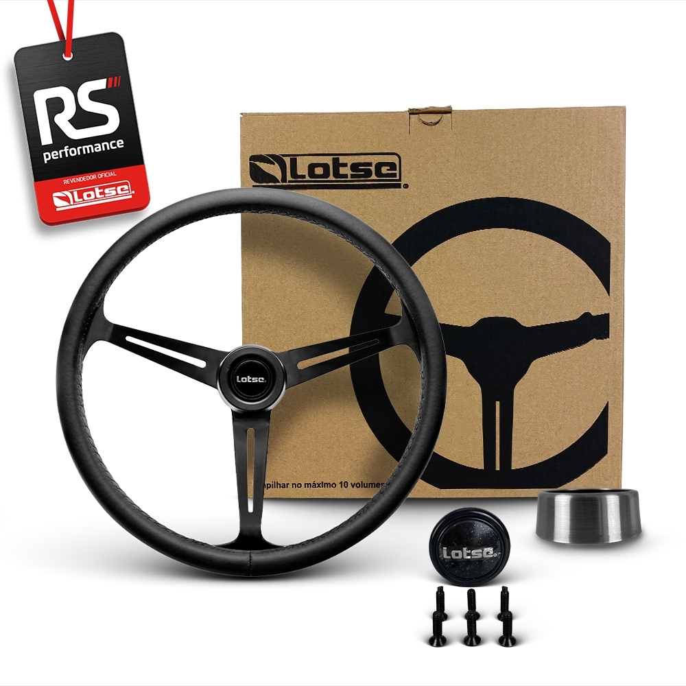 Volante Clássico Lotse Boxer Inox em Couro + Cubo de Alumínio
