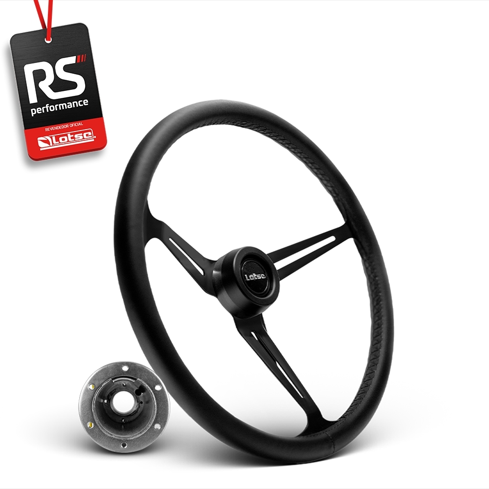 Volante Clássico Lotse Boxer Inox em Couro + Cubo de Alumínio