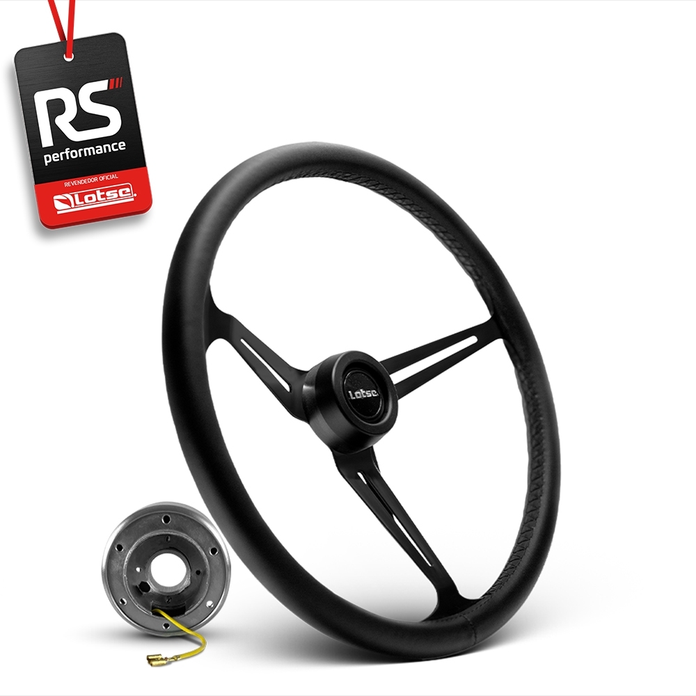 Volante Clássico Lotse Boxer Inox em Couro + Cubo de Alumínio