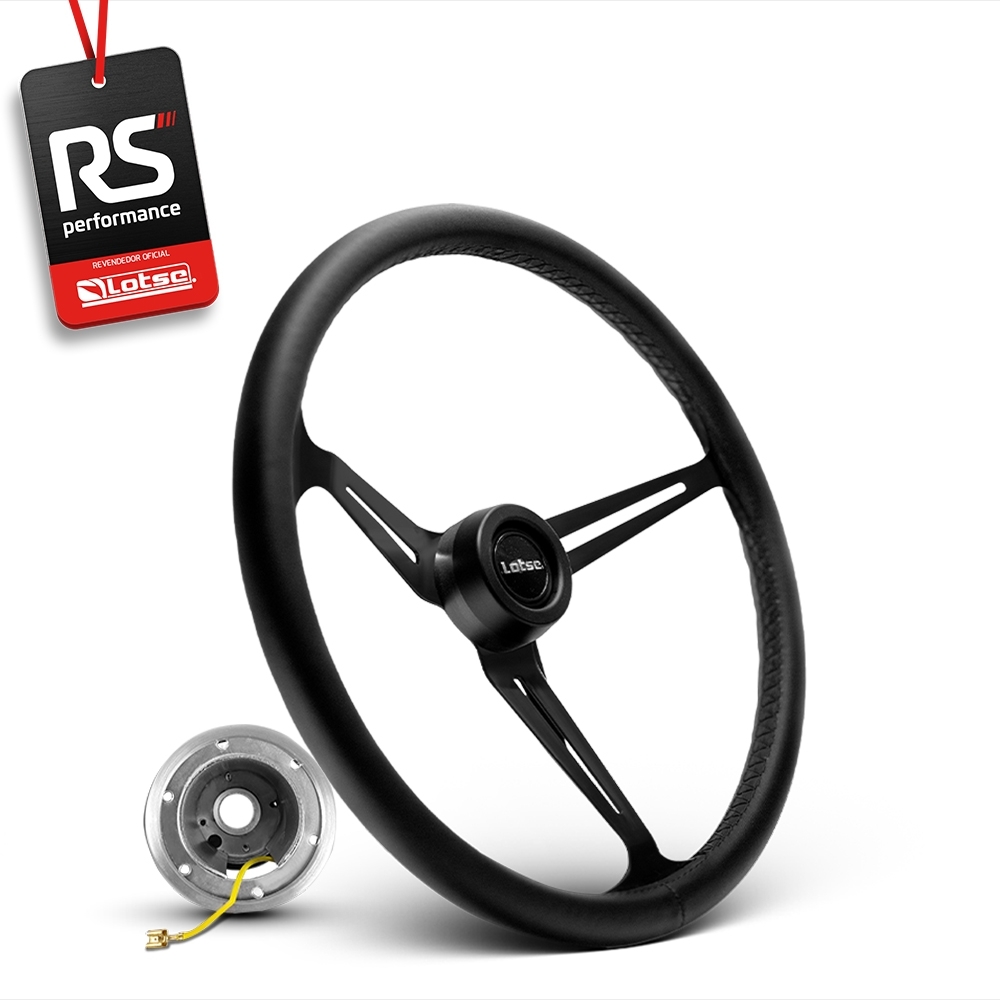Volante Clássico Lotse Boxer Inox em Couro + Cubo de Alumínio
