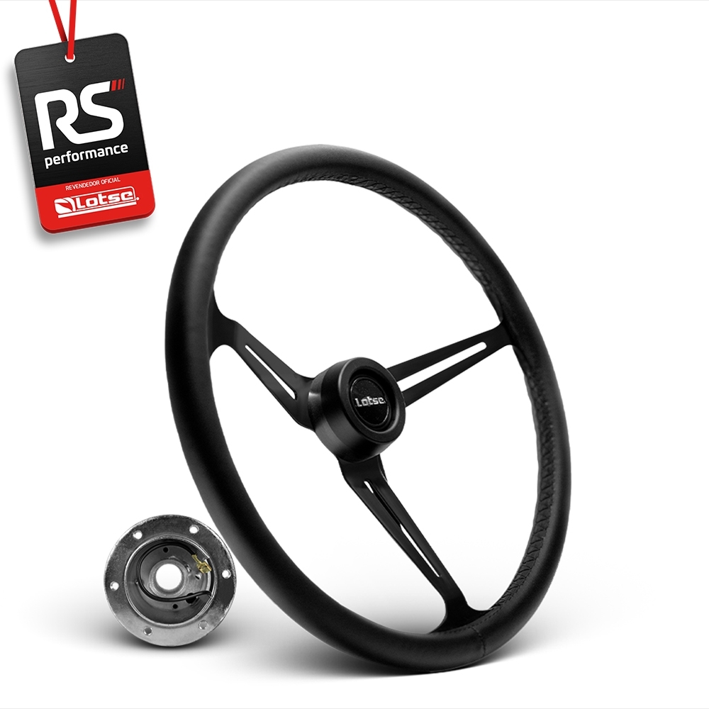 Volante Clássico Lotse Boxer Inox em Couro + Cubo de Alumínio