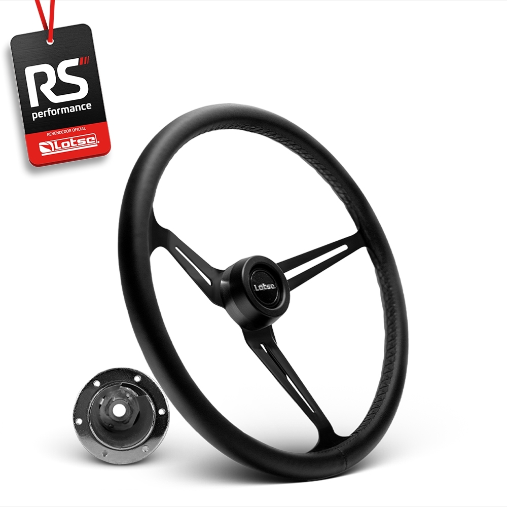 Volante Clássico Lotse Boxer Inox em Couro + Cubo de Alumínio