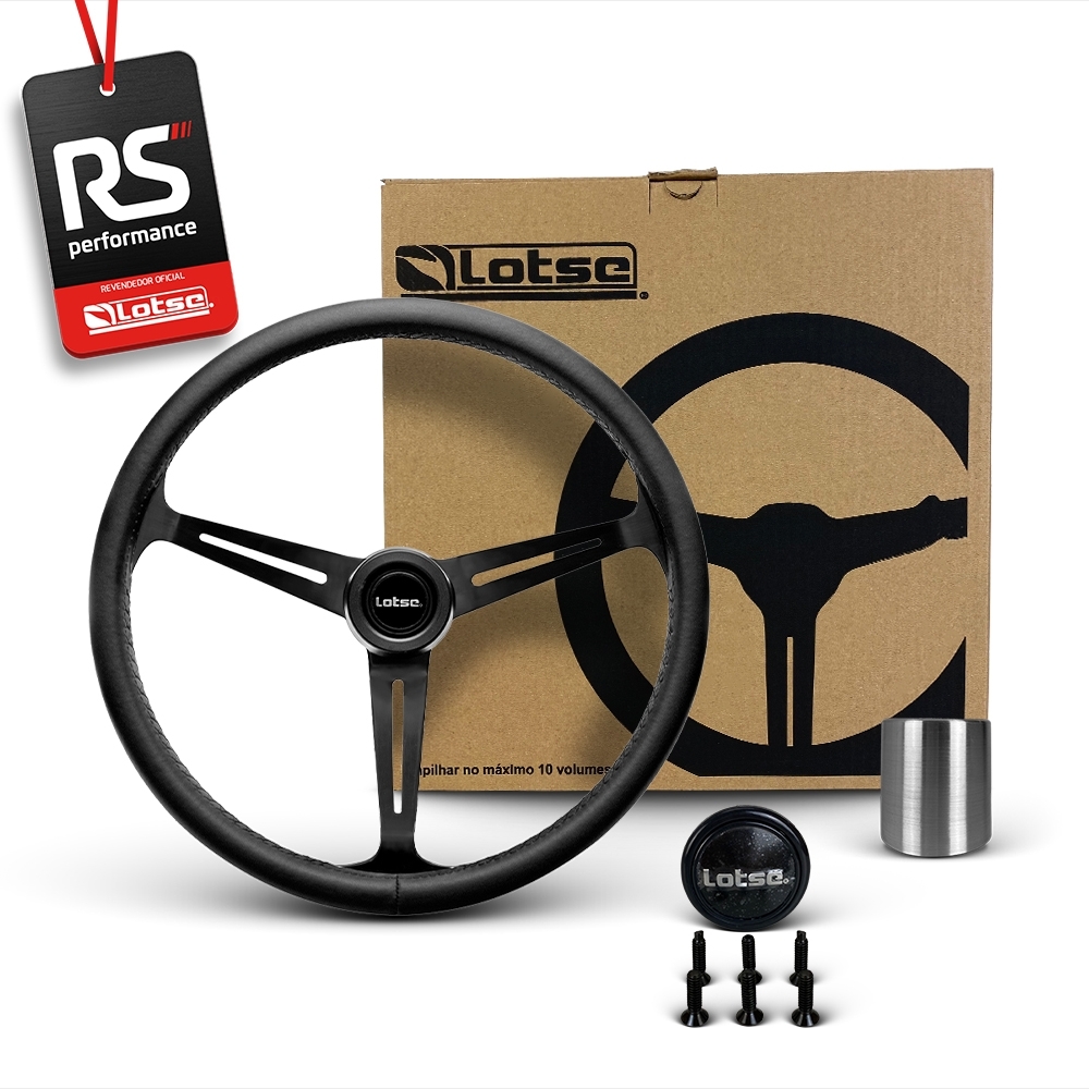 Volante Clássico Lotse Boxer Inox em Couro + Cubo de Alumínio