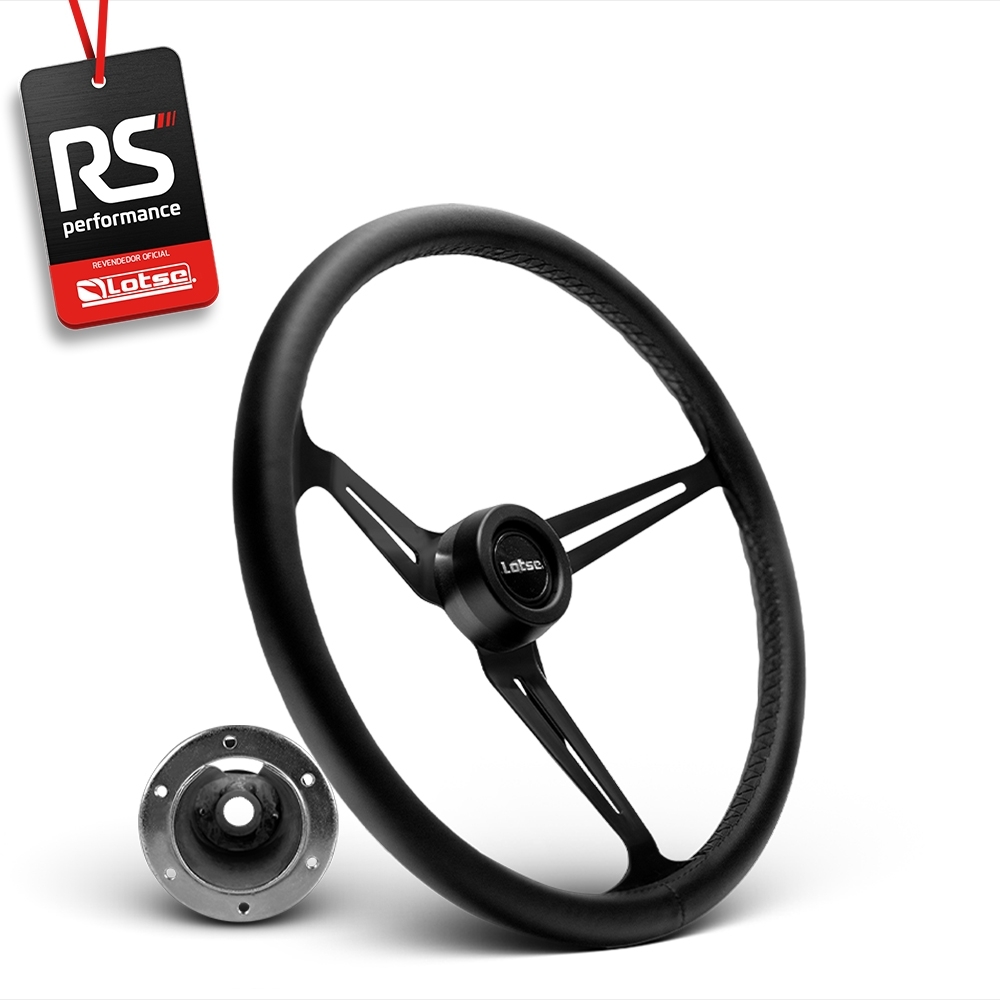 Volante Clássico Lotse Boxer Inox em Couro + Cubo de Alumínio