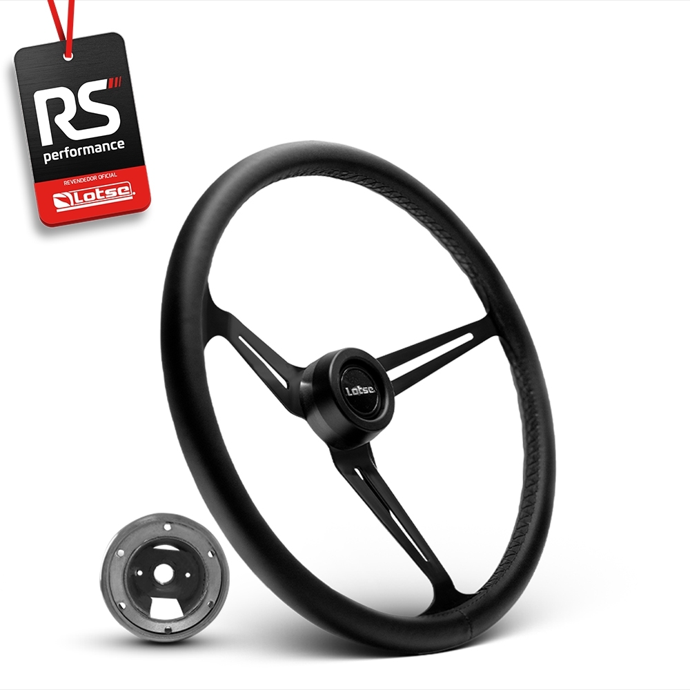 Volante Clássico Lotse Boxer Inox em Couro + Cubo de Alumínio