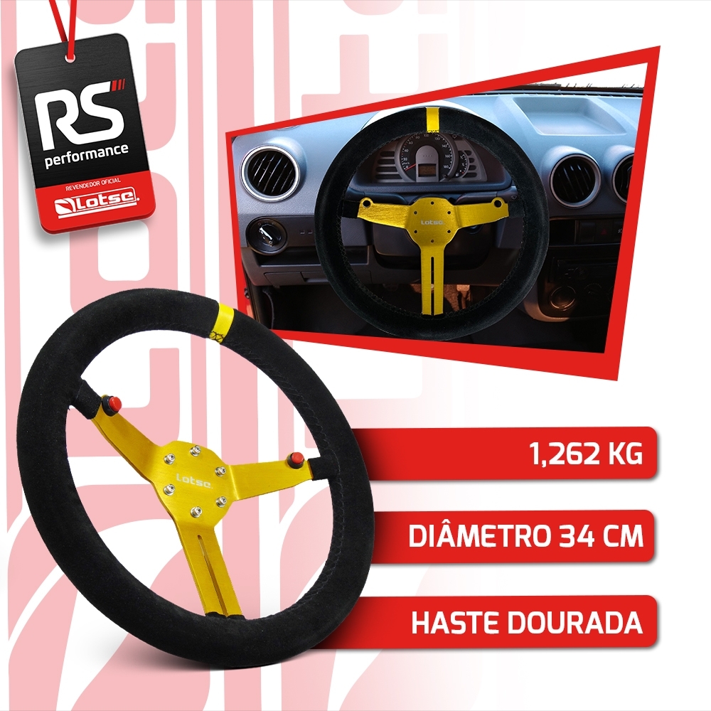 Volante Esportivo Alúminio R-GT Em Camurça + Cubo em Alumínio