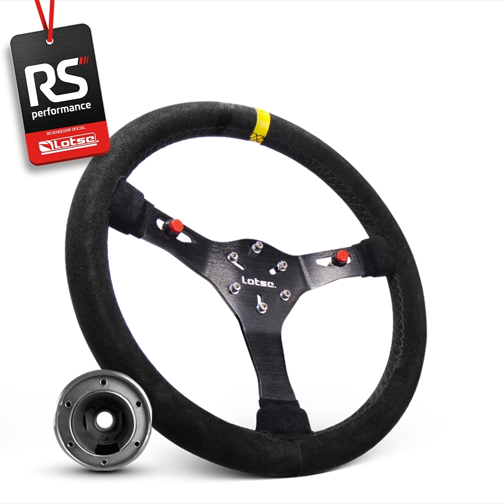 Volante Esportivo Lotse Velox Em Camurça + Cubo De Alumínio