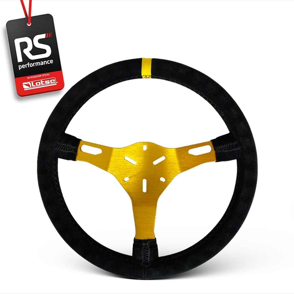 Volante Esportivo Lotse Velox Em Camurça + Cubo De Alumínio