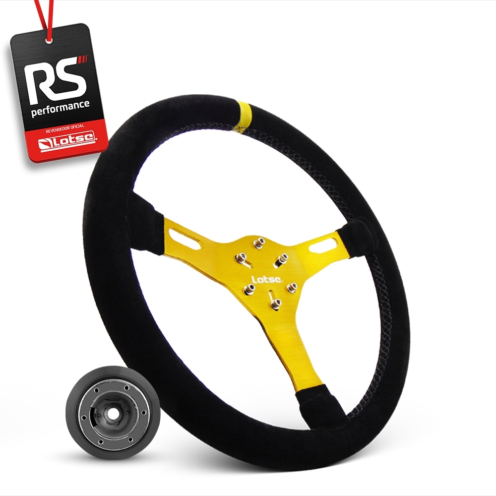 Volante Esportivo Lotse Velox Em Camurça + Cubo De Alumínio
