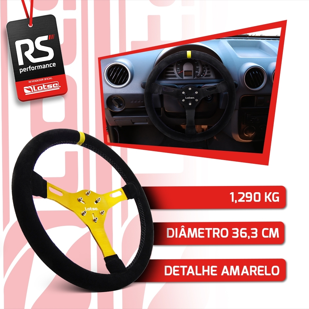 Volante Esportivo Lotse Velox Em Camurça + Cubo De Alumínio