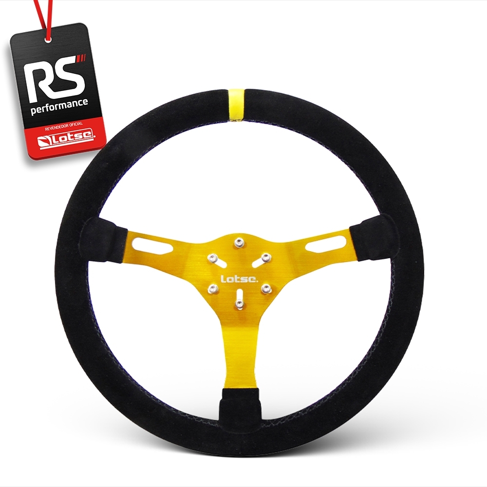 Volante Esportivo Lotse Velox Em Camurça + Cubo De Alumínio