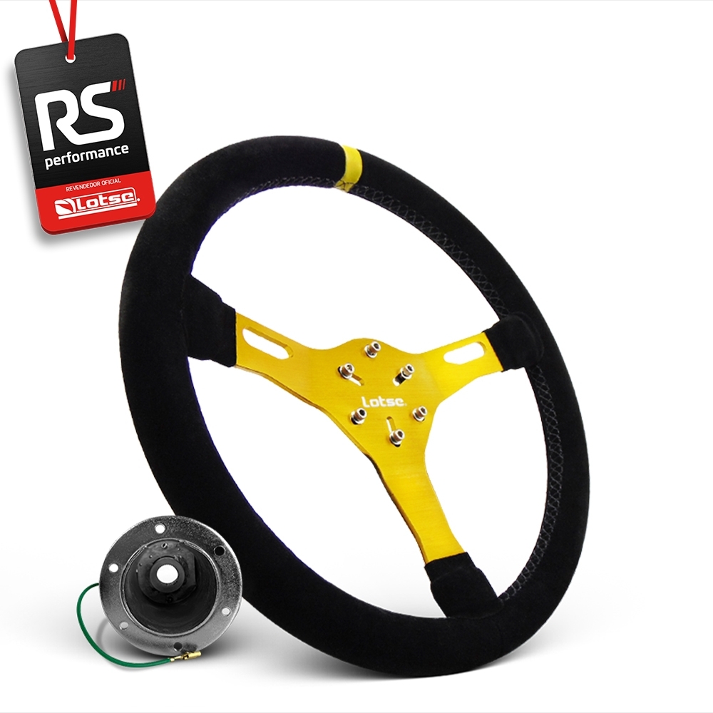 Volante Esportivo Lotse Velox Em Camurça + Cubo De Alumínio