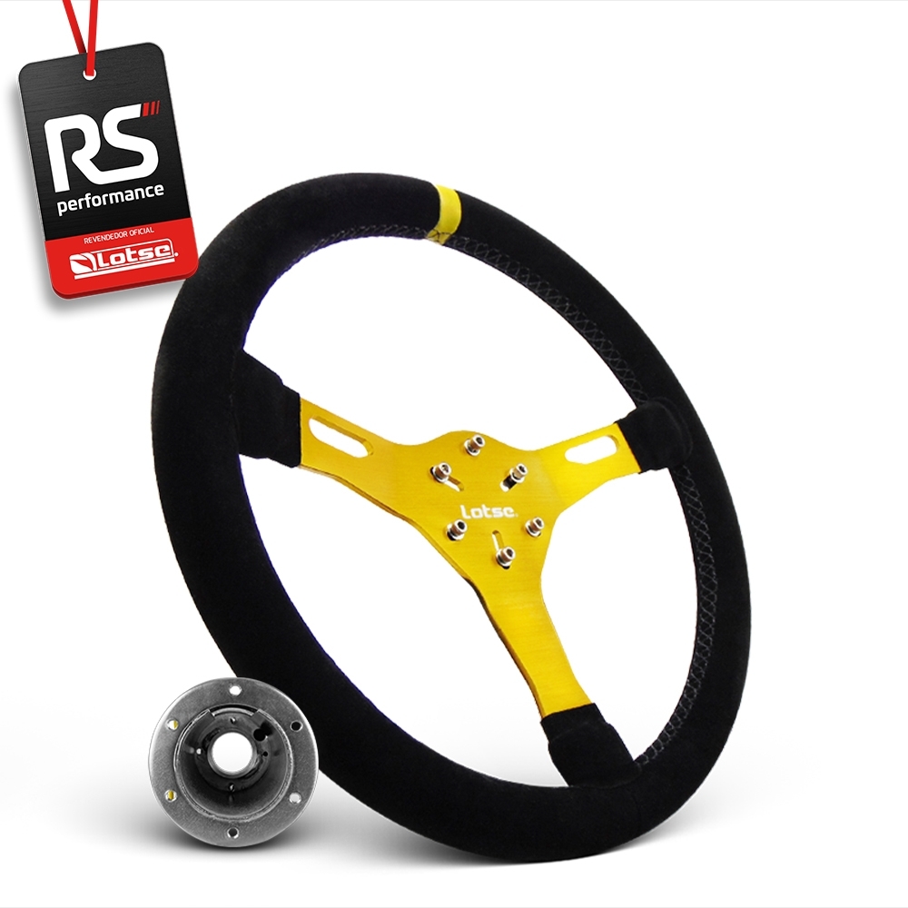 Volante Esportivo Lotse Velox Em Camurça + Cubo De Alumínio
