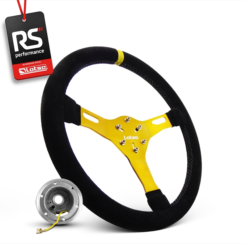 Volante Esportivo Lotse Velox Em Camurça + Cubo De Alumínio