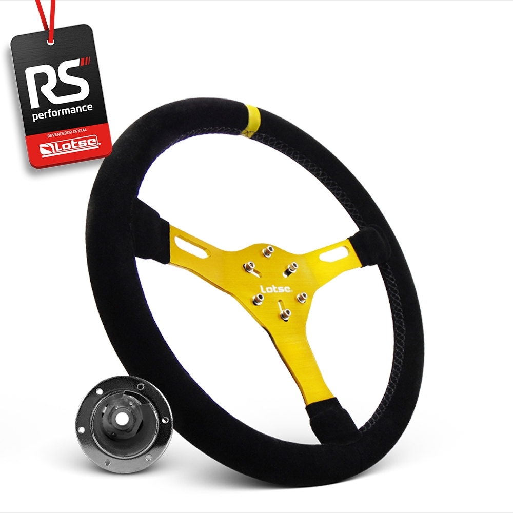 Volante Esportivo Lotse Velox Em Camurça + Cubo De Alumínio