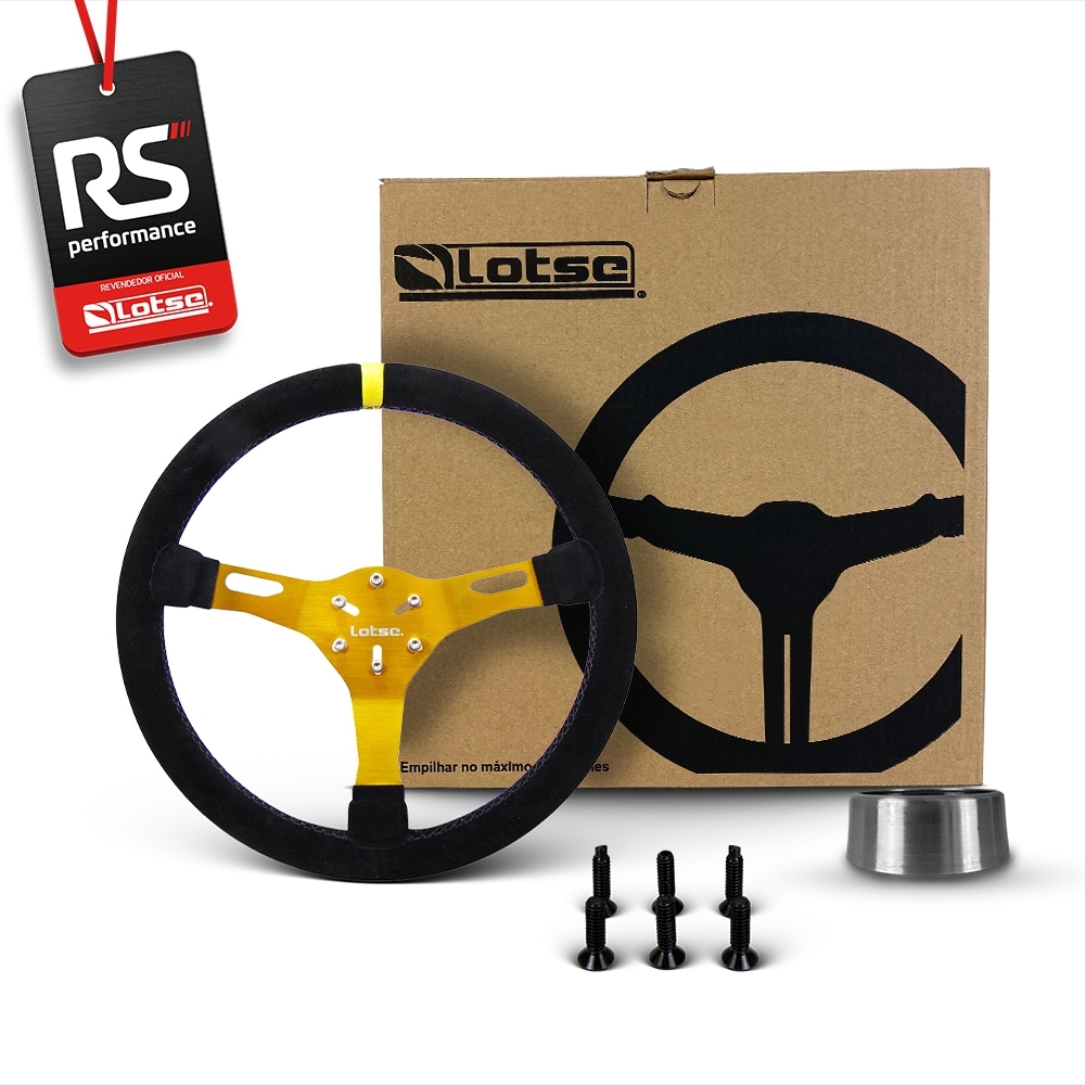 Volante Esportivo Lotse Velox Em Camurça + Cubo De Alumínio
