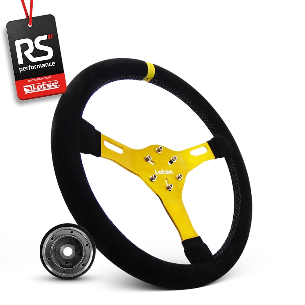 Volante Esportivo Lotse Velox Em Camurça + Cubo De Alumínio