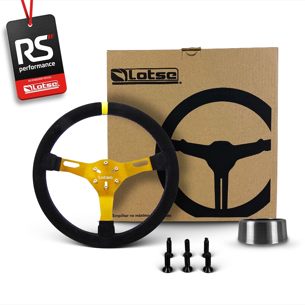 Volante Esportivo Lotse Velox Em Camurça + Cubo De Alumínio